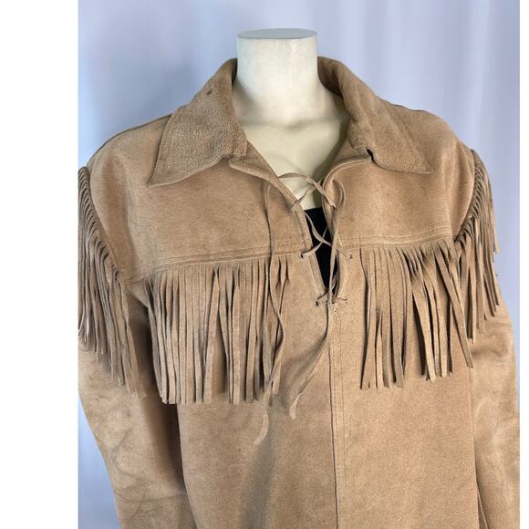 Vintage Mid Western sport tog brown leather fringed shirt made in USA size XL - Picture 4 of 17